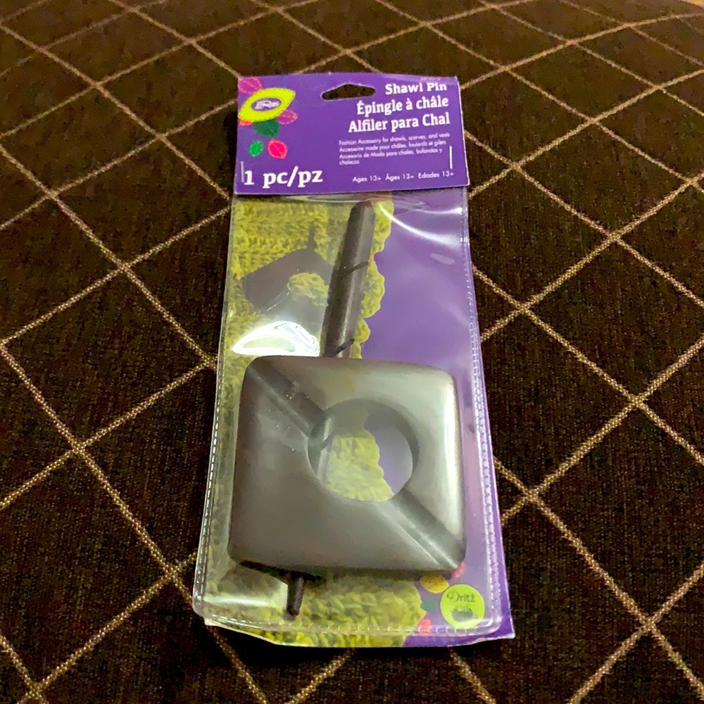 Square Wooden Shawl pin by loran to used on any loose weave fabric or knit